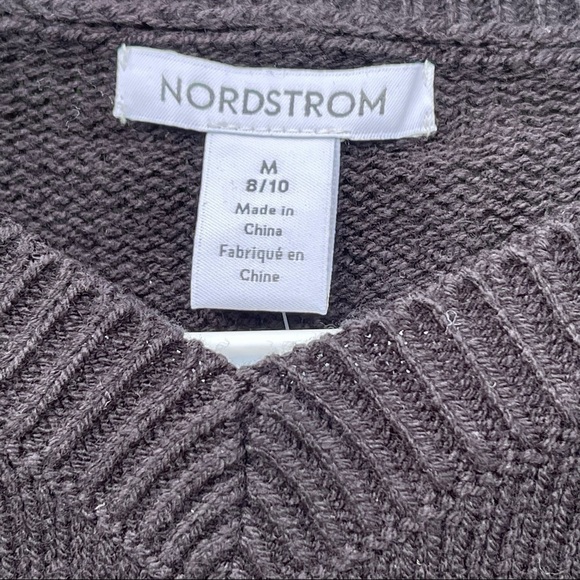 NWT NORDSTROM Kids Stripe Boxy V-Neck Big Girl’s Sweater - Picture 4 of 9